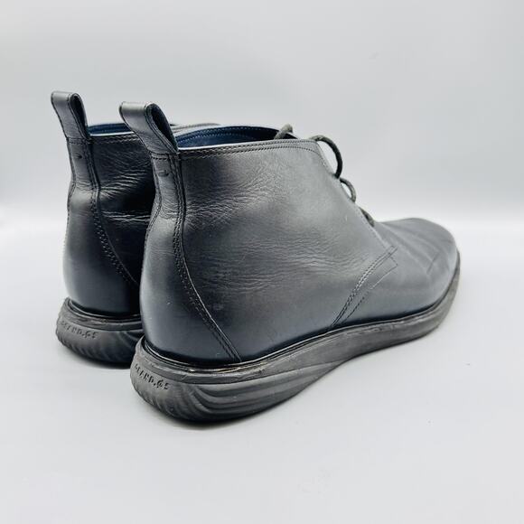 Cole Haan Boots Mens 12 Black Leather Chukka Grand OS Ankle Lace Up Comfort - Picture 7 of 10